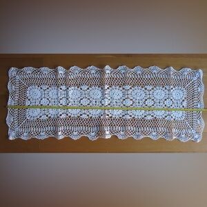 Vintage - lovely & beautiful oblong/rectangle crochet table runner, doily-3 pcs